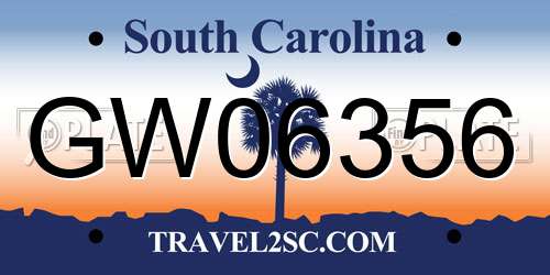 GW06356 South Carolina License Plate