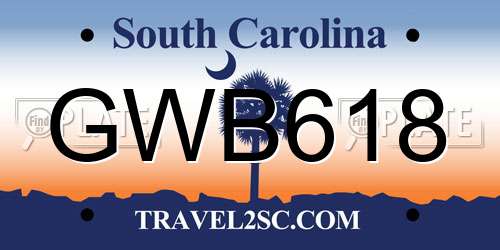 GWB618 South Carolina License Plate