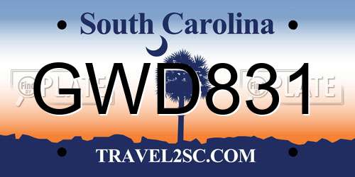 GWD831 South Carolina License Plate