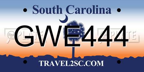 GWE444 South Carolina License Plate