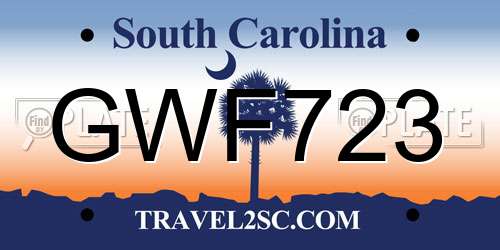 GWF723 South Carolina License Plate