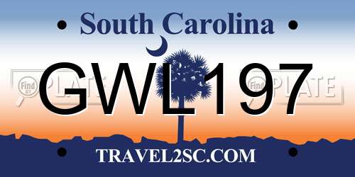 GWL197 South Carolina License Plate
