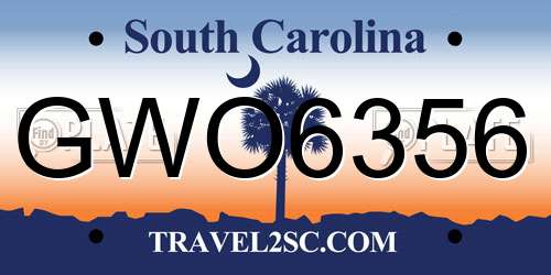 GWO6356 South Carolina License Plate