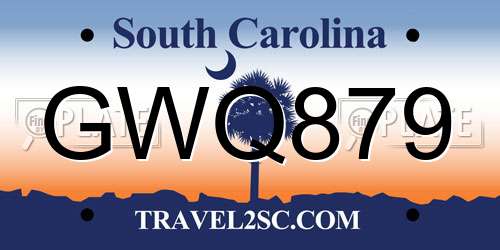 GWQ879 South Carolina License Plate