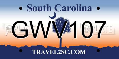 GWV107 South Carolina License Plate