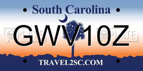GWV10Z South Carolina License Plate