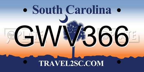 GWV366 South Carolina License Plate