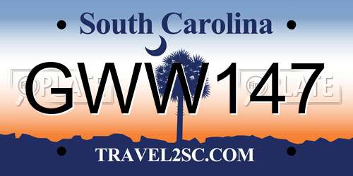 GWW147 South Carolina License Plate