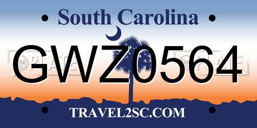GWZ0564 South Carolina License Plate