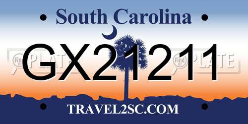 GX21211 South Carolina License Plate