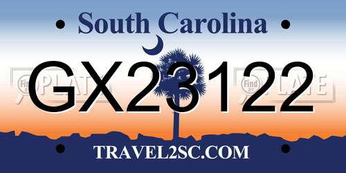 GX23122 South Carolina License Plate