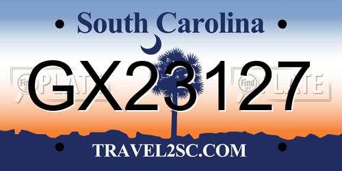 GX23127 South Carolina License Plate