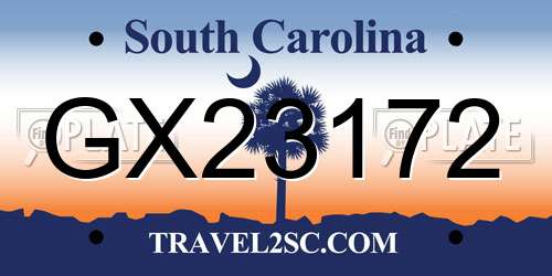 GX23172 South Carolina License Plate