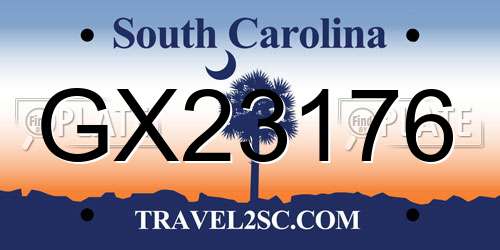 GX23176 South Carolina License Plate