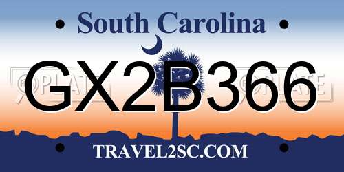 GX2B366 South Carolina License Plate