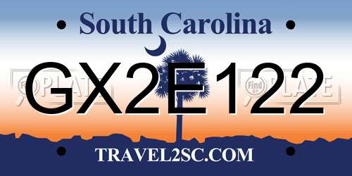GX2E122 South Carolina License Plate