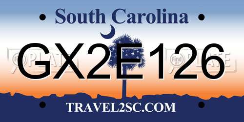 GX2E126 South Carolina License Plate