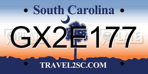 GX2E177 South Carolina License Plate