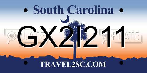 GX2I211 South Carolina License Plate
