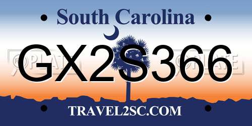 GX2S366 South Carolina License Plate