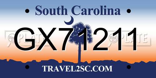 GX71211 South Carolina License Plate