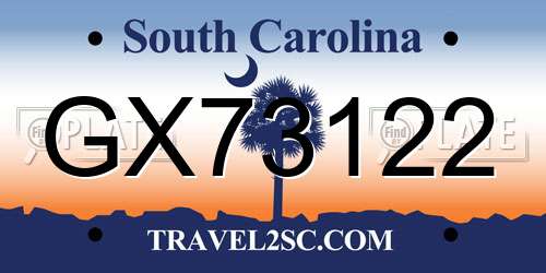 GX73122 South Carolina License Plate