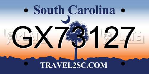 GX73127 South Carolina License Plate