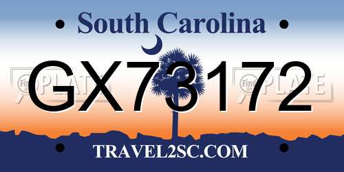 GX73172 South Carolina License Plate