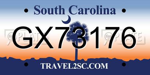 GX73176 South Carolina License Plate
