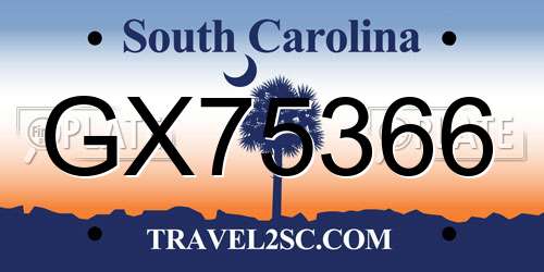 GX75366 South Carolina License Plate