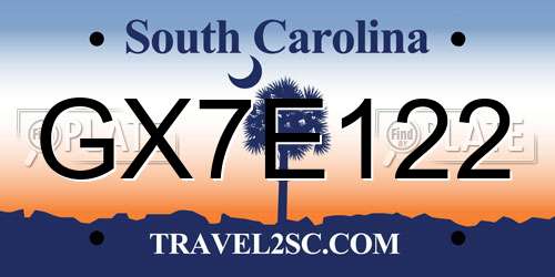 GX7E122 South Carolina License Plate