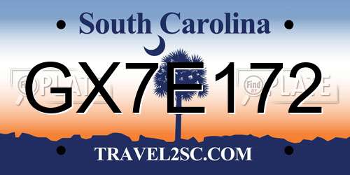 GX7E172 South Carolina License Plate