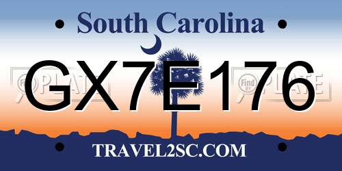 GX7E176 South Carolina License Plate