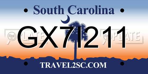 GX7I211 South Carolina License Plate