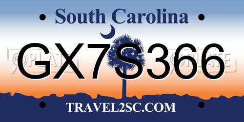 GX7S366 South Carolina License Plate