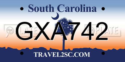GXA742 South Carolina License Plate