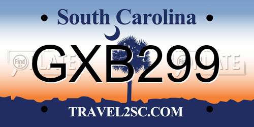 GXB299 South Carolina License Plate