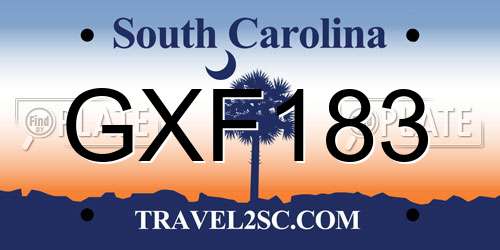 GXF183 South Carolina License Plate