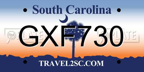 GXF730 South Carolina License Plate