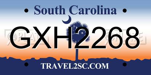 GXH2268 South Carolina License Plate
