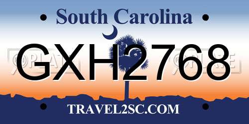 GXH2768 South Carolina License Plate