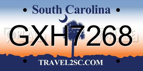 GXH7268 South Carolina License Plate