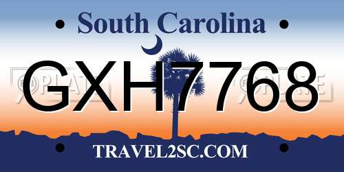 GXH7768 South Carolina License Plate