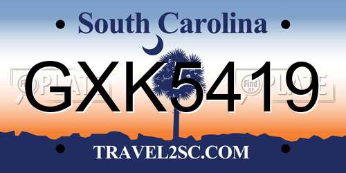 GXK5419 South Carolina License Plate