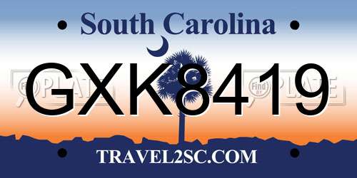 GXK8419 South Carolina License Plate