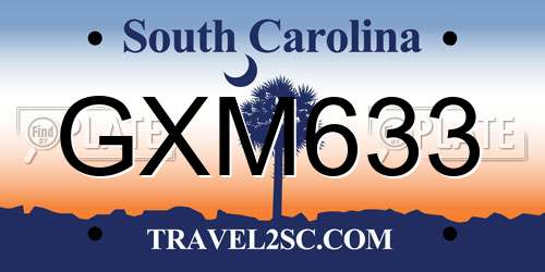 GXM633 South Carolina License Plate
