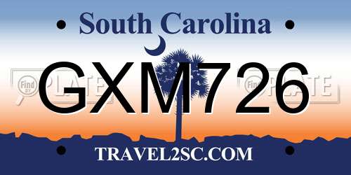 GXM726 South Carolina License Plate