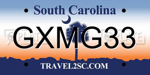 GXMG33 South Carolina License Plate