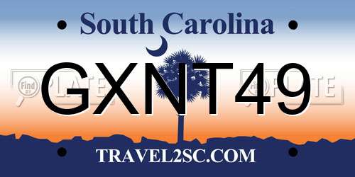 GXNT49 South Carolina License Plate