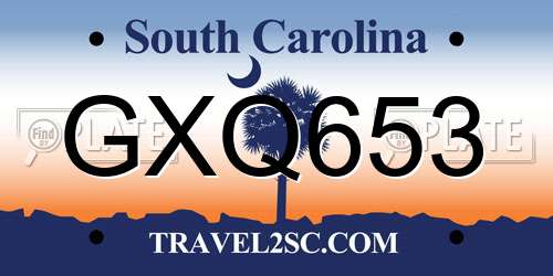 GXQ653 South Carolina License Plate